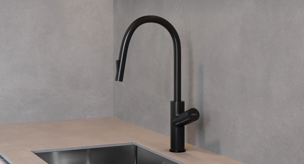 Grifería de cocina con acabado negro mate