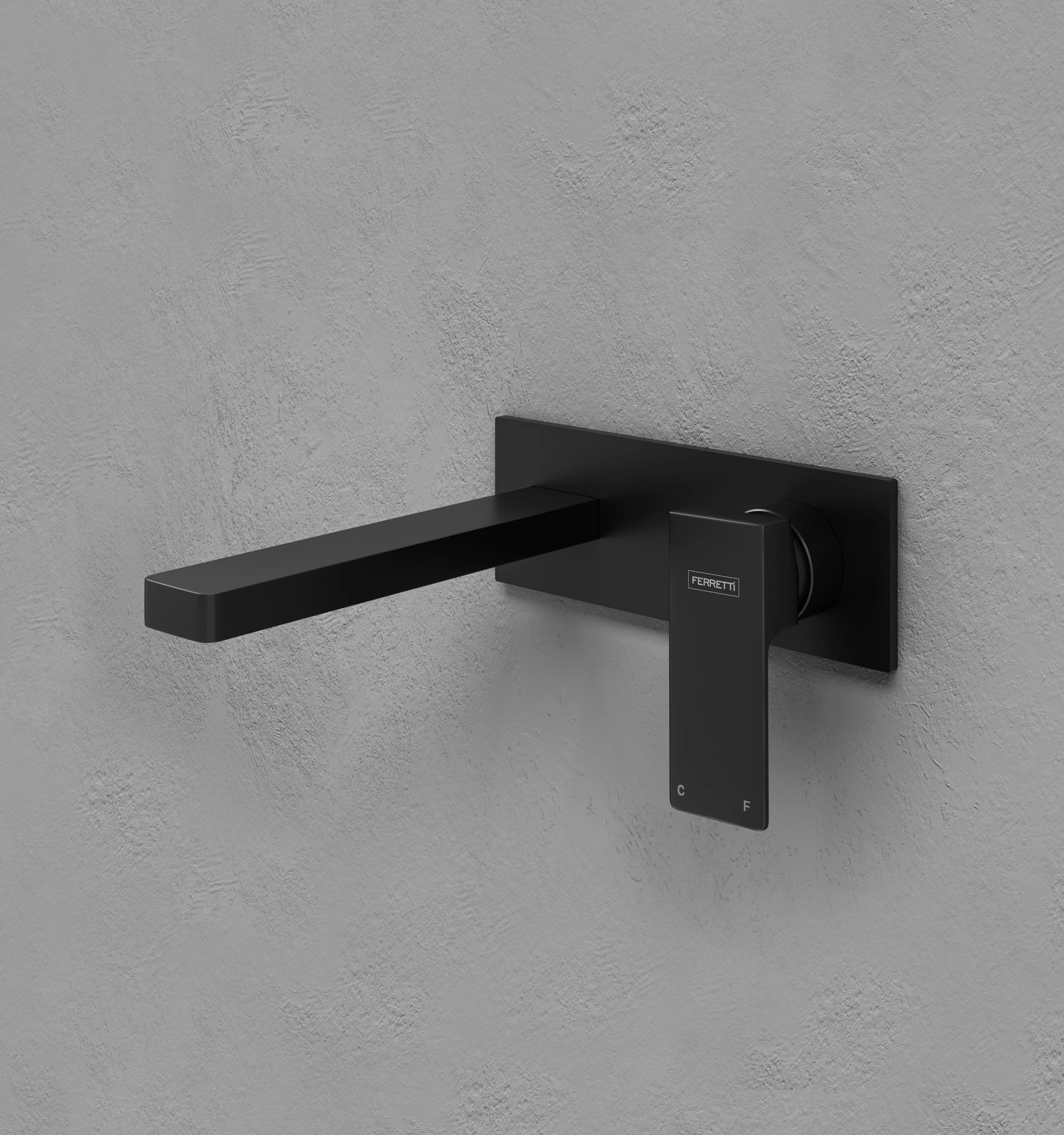 FA-8025-1-A Grifería Flatt Monocomando Negro A La Pared Ferretti Signature - Image 1
