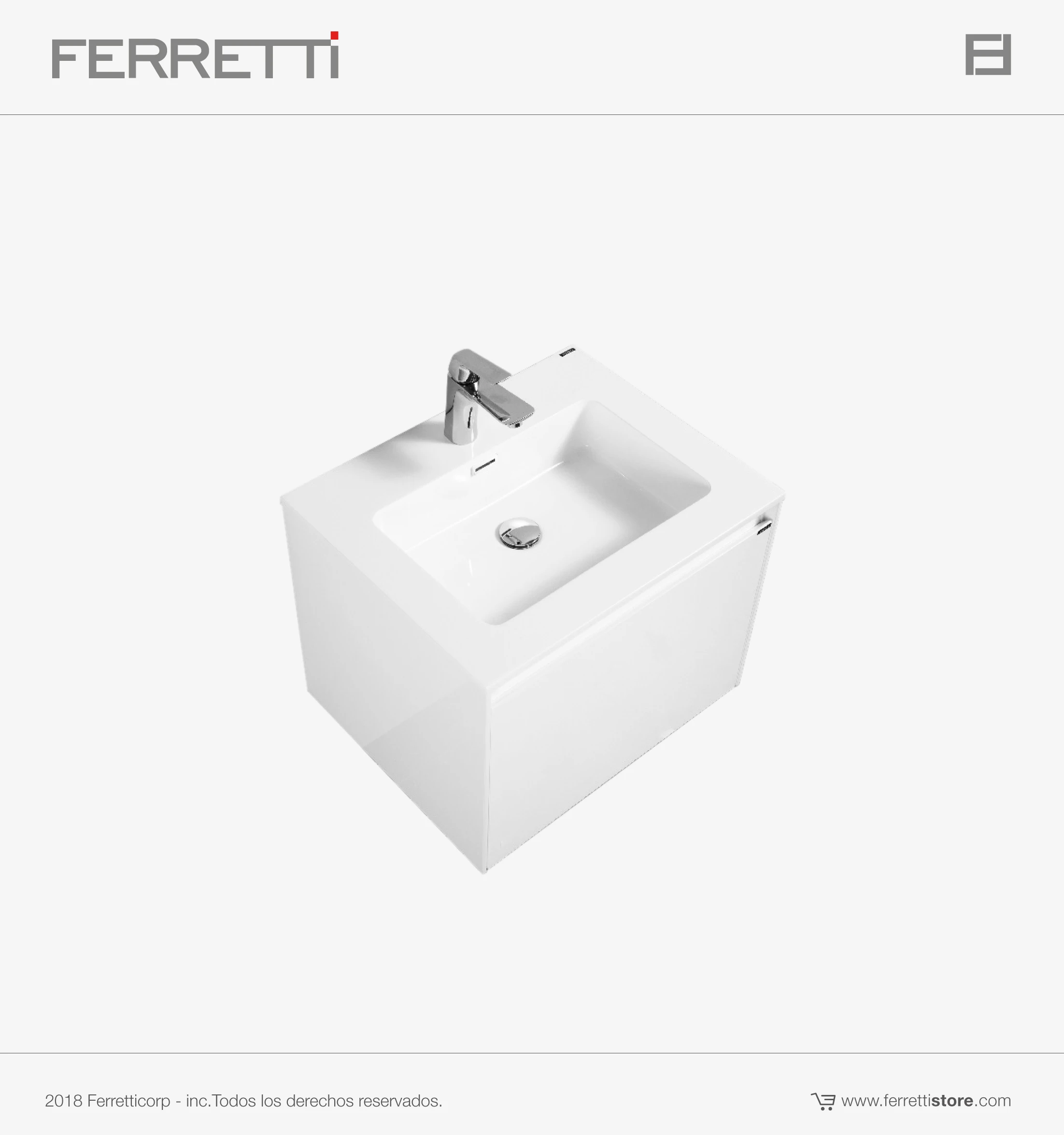 Sku Mueble de baño Ferretti Qbix blanco de 594*476*450 con lavatorio blanco 600*480*150 Ficha de producto