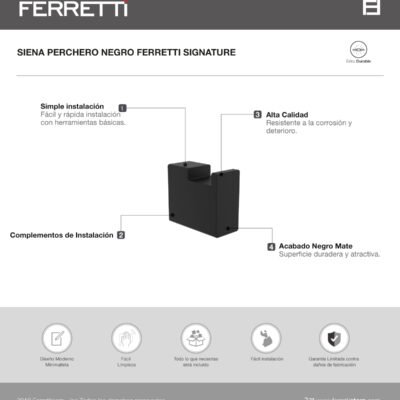 Siena perchero de baño negro ferretti