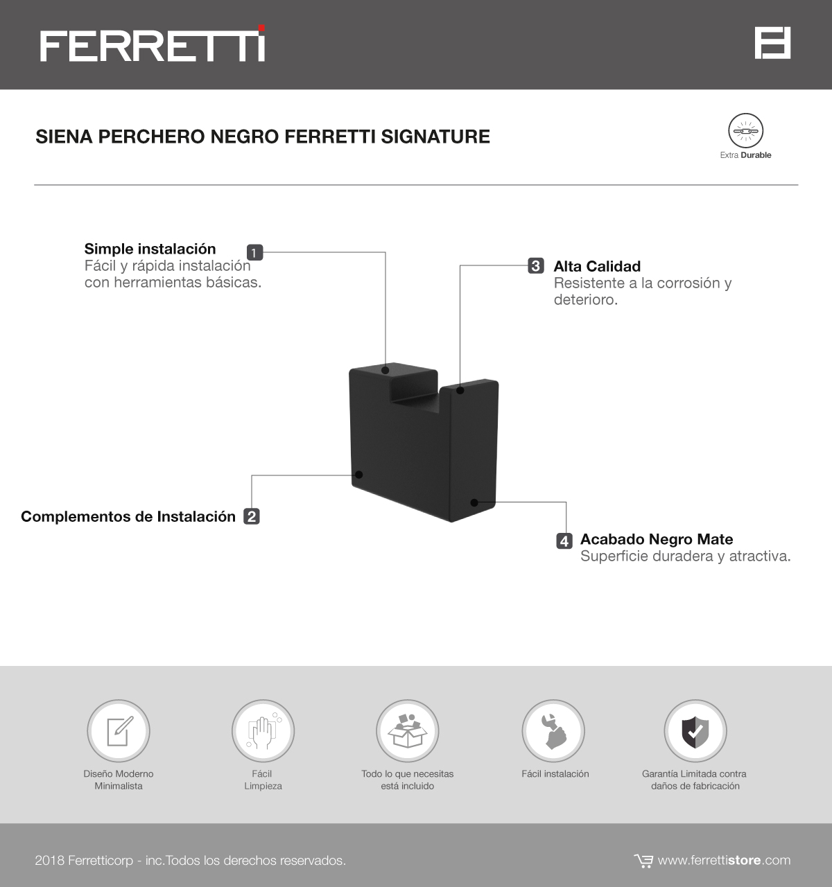 Siena perchero de baño negro ferretti