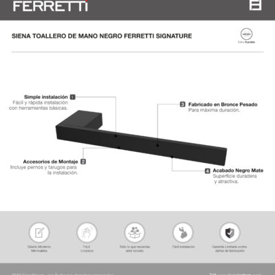 Siena toallero de mano negro ferretti