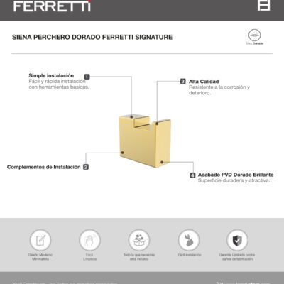 Siena perchero dorado ferretti