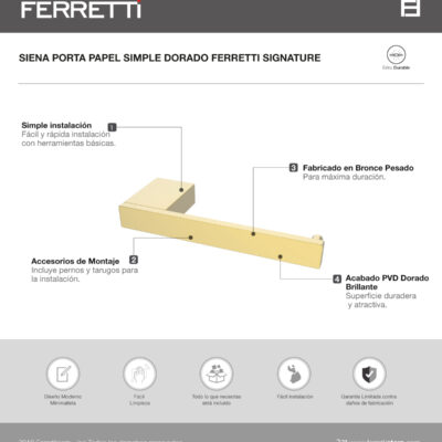 Siena porta papel dorado ferretti