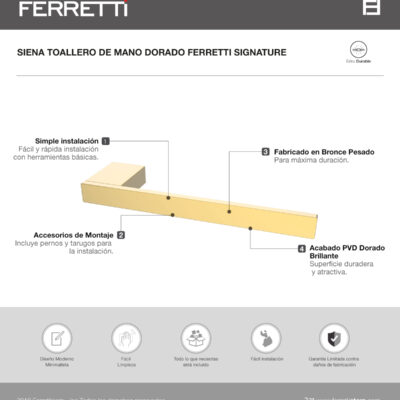 Siena toallero de mano dorado ferretti
