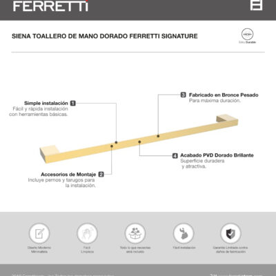 Siena toallero de 60 cm dorado ferretti
