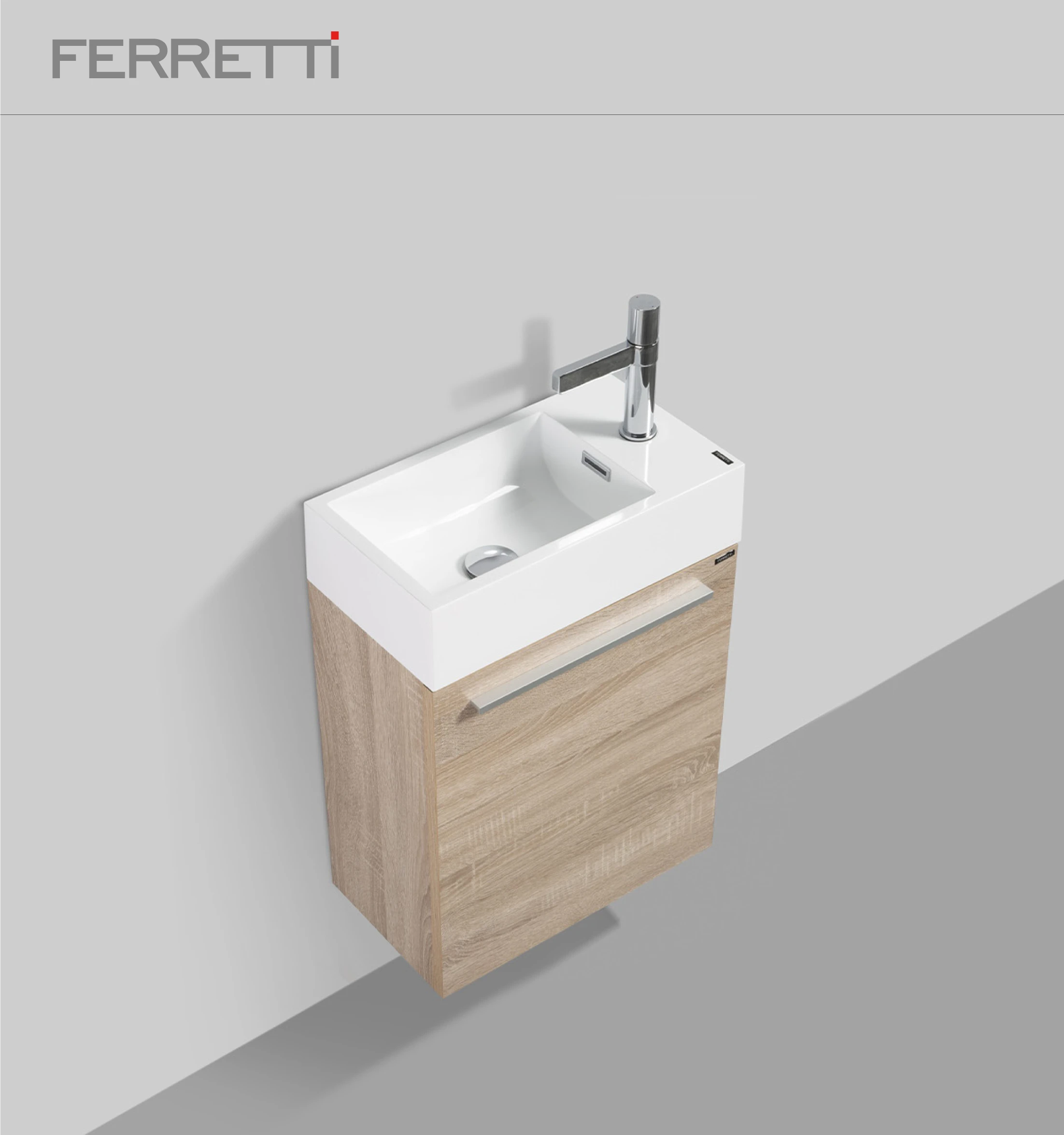 FA11948-OAK-1 Holland Roble Mueble de Baño de 45.4x25.6x52cm C/ Lavatorio Blanco 46x26.2x14 - Image 1