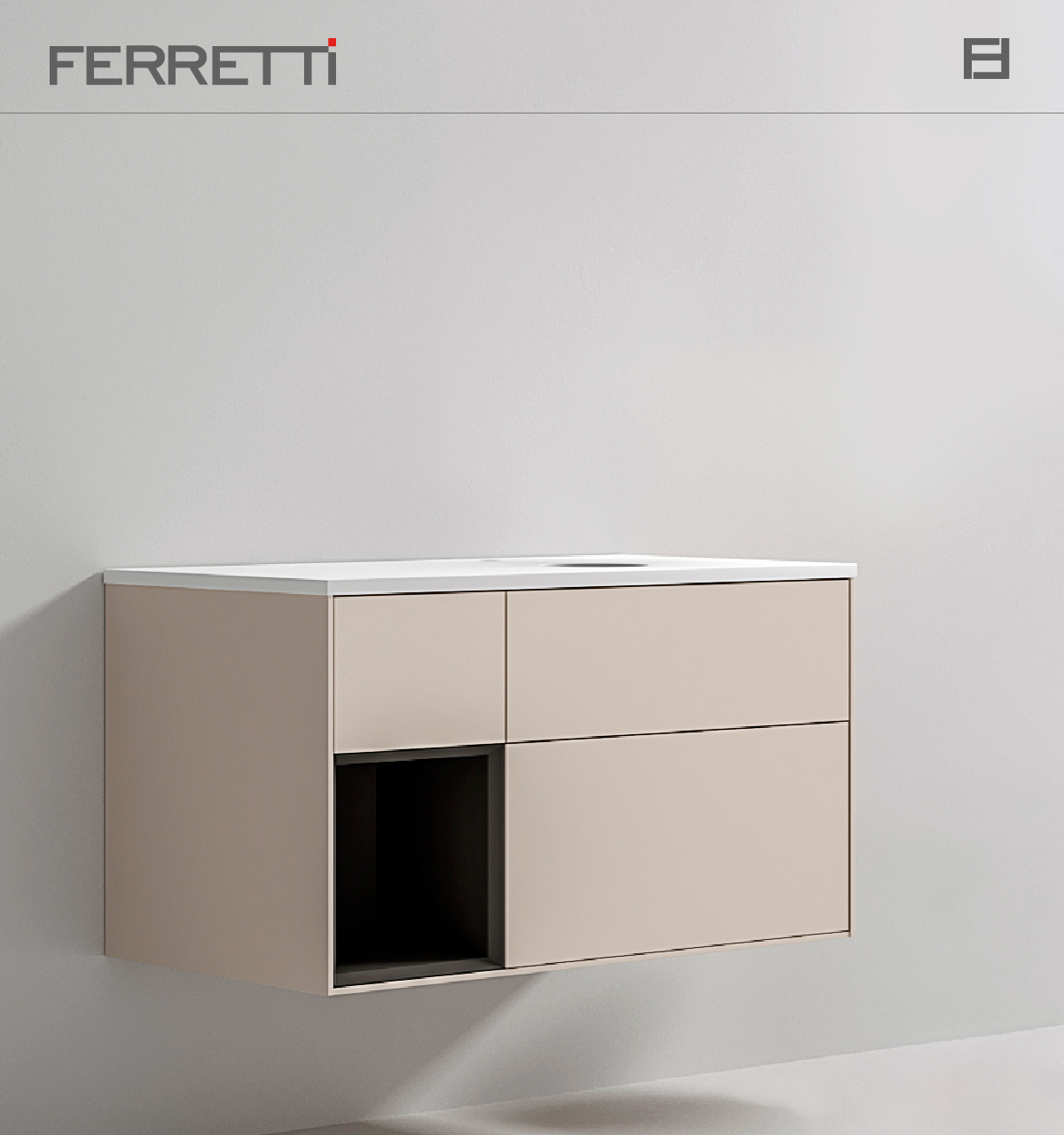 FA12710 Mueble de Baño Ares Latte y Marrón con Tablero de Matt Ferretti Signature - Image 1