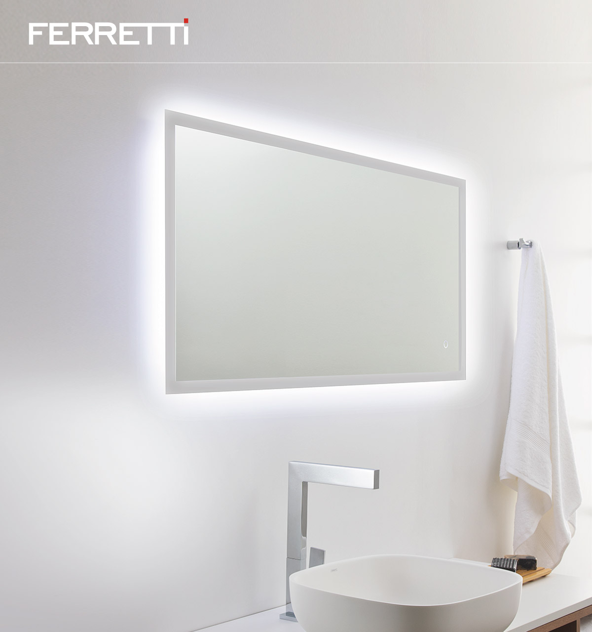 Espejo Qbix con luz led de color blanco con encendido touch 60x120cm 1 Espejo Qbix con luz led de color blanco con encendido touch 60x120cm