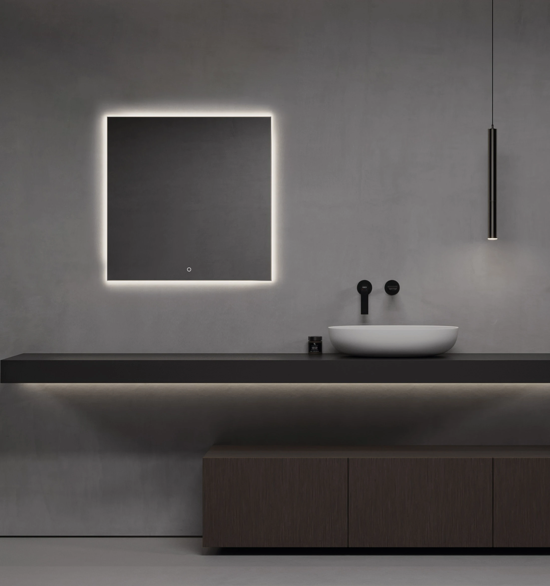 Espejo Stixx De 750x750mm Touch, Con Luz Led De 3 Colores Ajustable (Blanca-Neutra-Cálida) Y Pad Anti Fog Ferretti