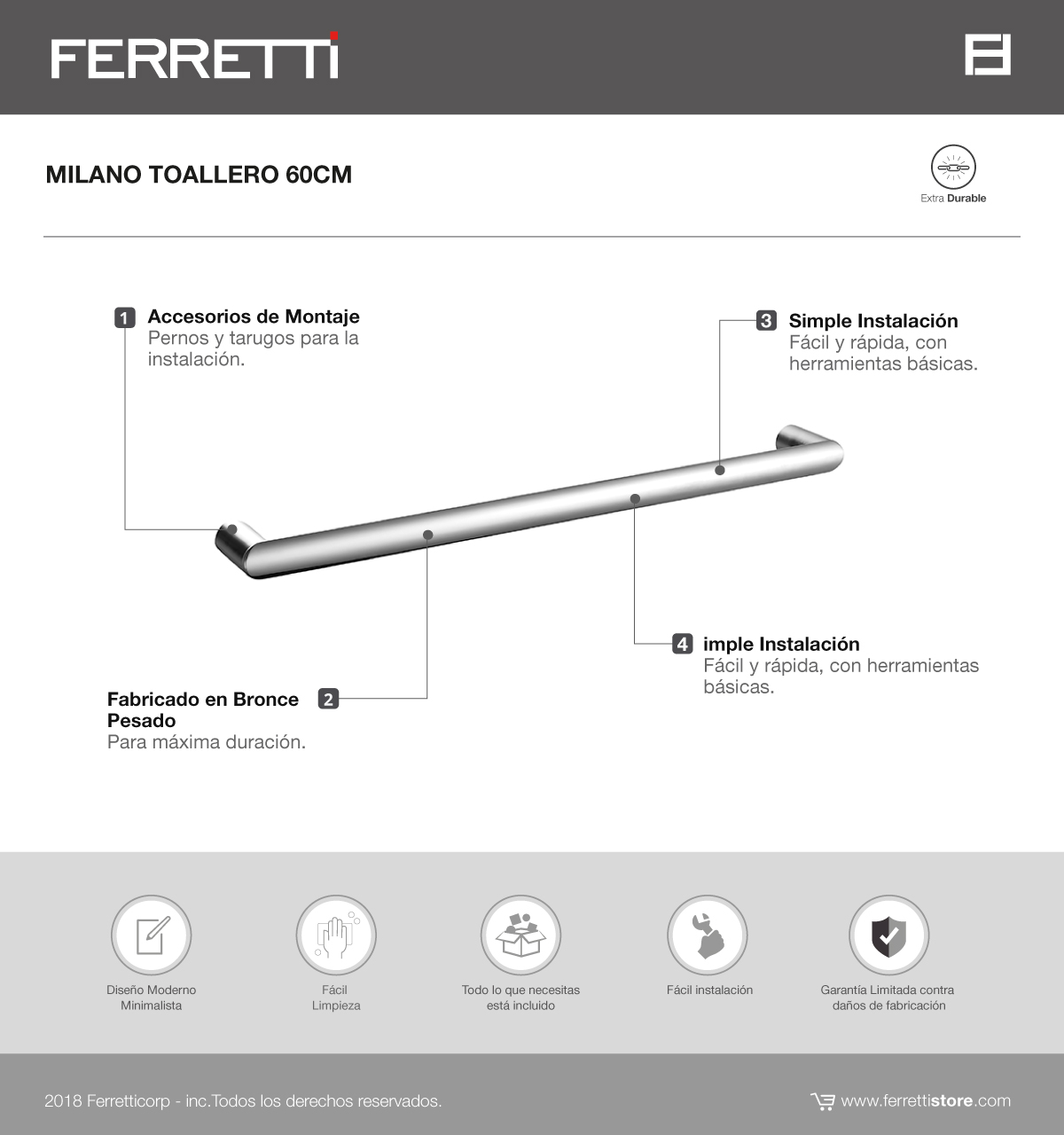 Toallero 60cm Milano Plus