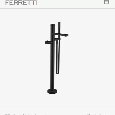 Griferia Eos Monocomando Termostatico Negro De Pie Para Tina Con Ducha De Mano Ferretti Signature
