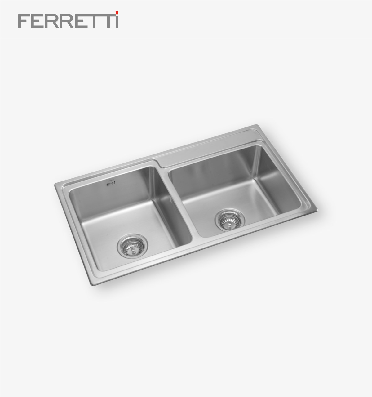 Palladio Plus empotrable con rebose de 2 pozas 86x50x21 Palladio Plus empotrable con rebose de 2 pozas 86x50x21.5cm