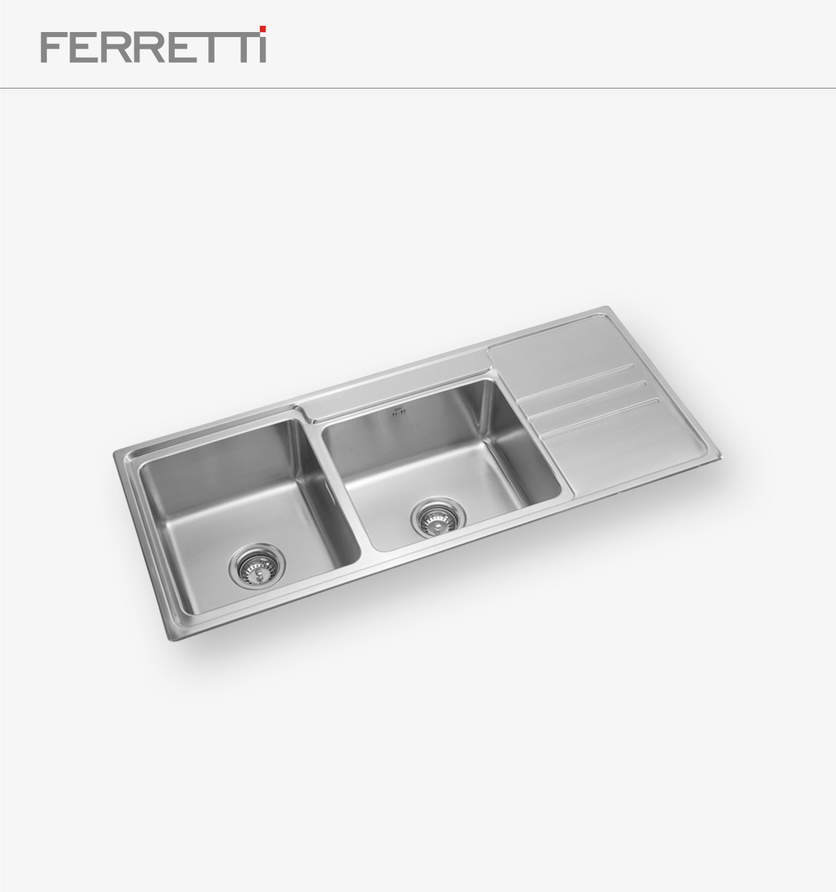 Palladio Plus sobrepuesto con rebose de dos pozas 116x50x21 Lavadero Plus Palladio c/2 pozas sobrepuesto con rebose 116×50×21.5 cm en acero inoxidable T-304