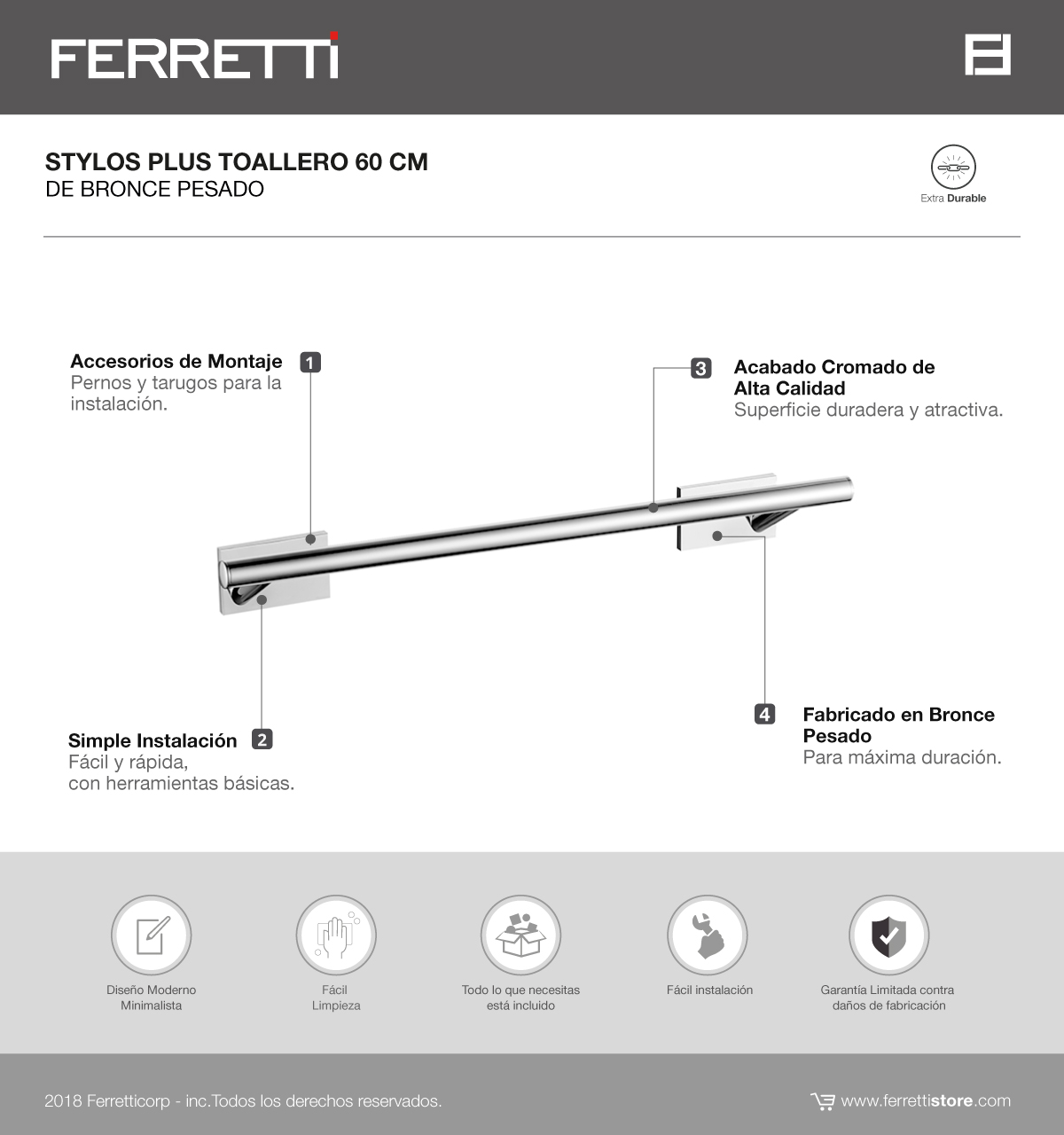 Toallero Stylos 60 cm Plus