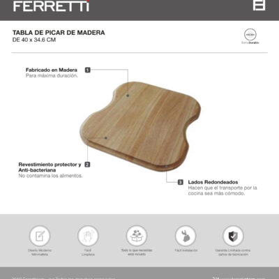 Tabla de Picar de Madera 40x34.6 cm
