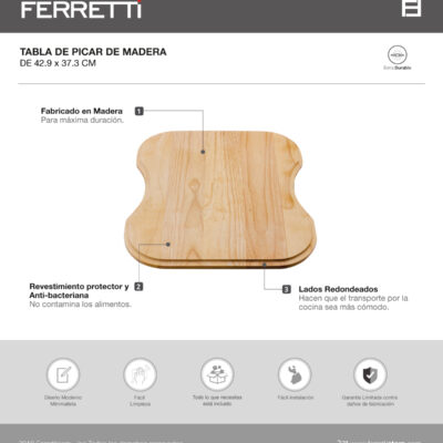 Tabla de Picar de Madera 42.9x37.3 cm