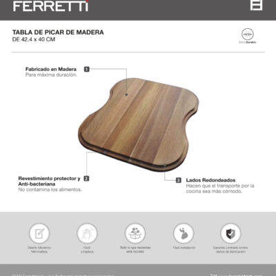 Tabla de Picar de Madera 42.4x40 cm