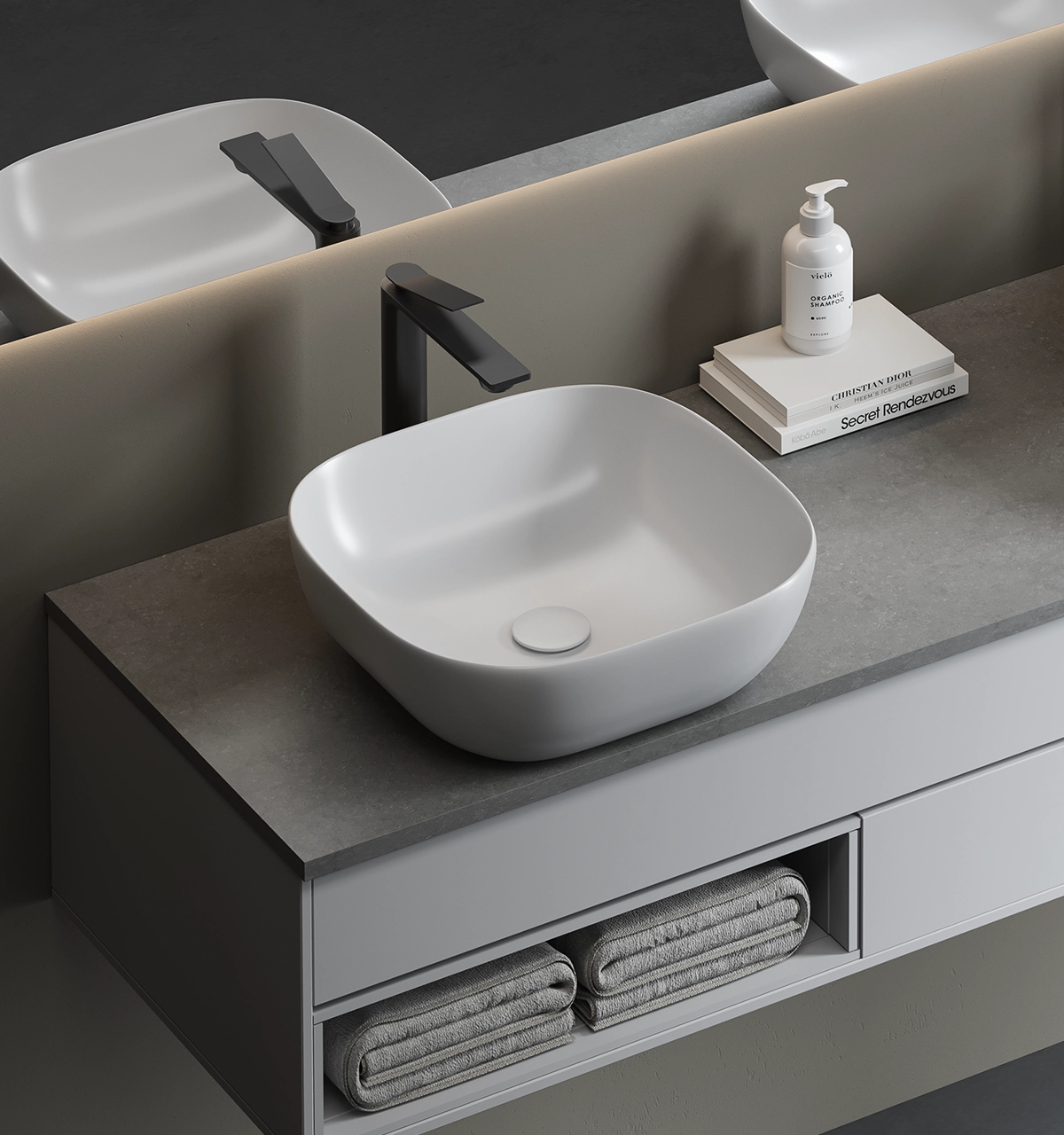 Lavatorio Hermes A42 Bowl Slim Cerámica Blanca 42.5x42.5x14.5 cm