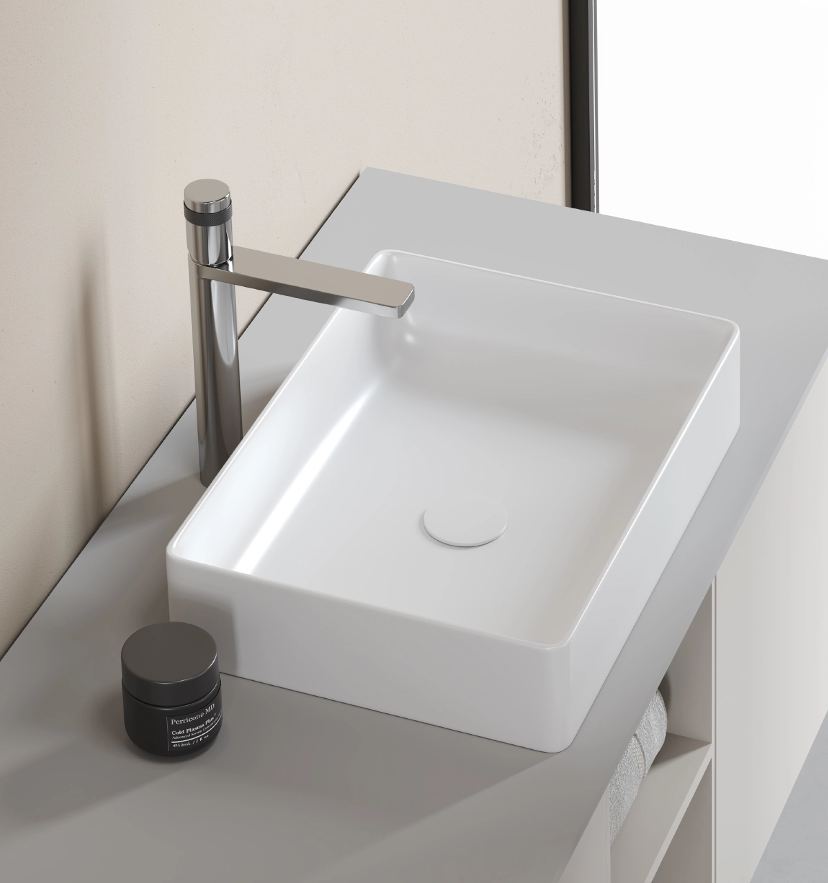 FA17275 Lavatorio cerámico blanco Slim QBIX A50 Ferretti 50x34x11cm - Image 1