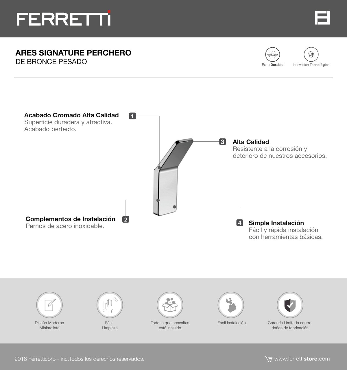 Perchero Ares Signature de bronce pesado