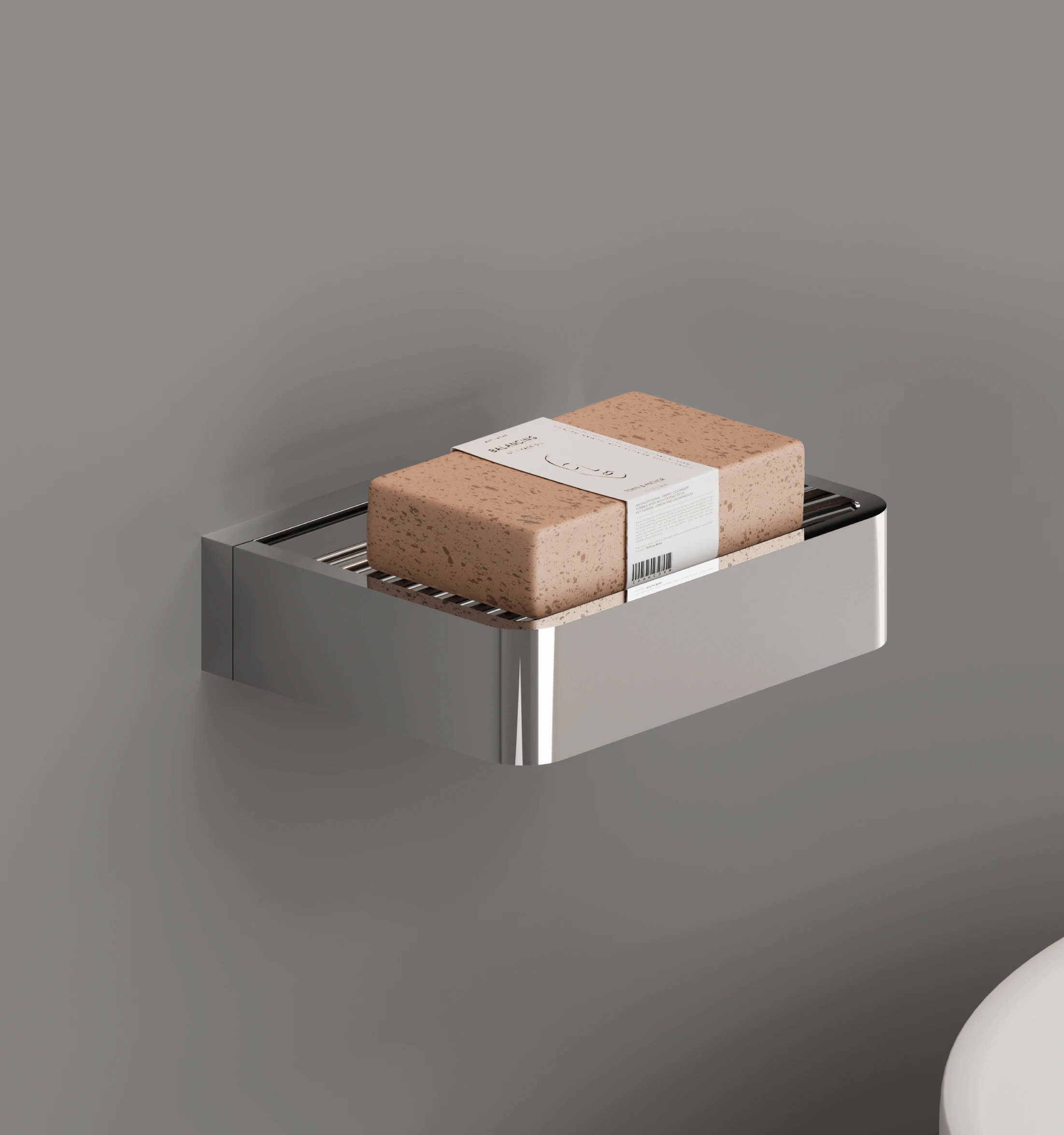 FA2226-1 Jabonera parrilla Eos de bronce cromado con acabado moderno y diseño resistente para baño.