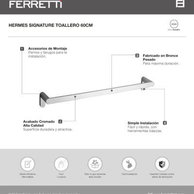 Toallero Simple Hermes Signature de 60cm