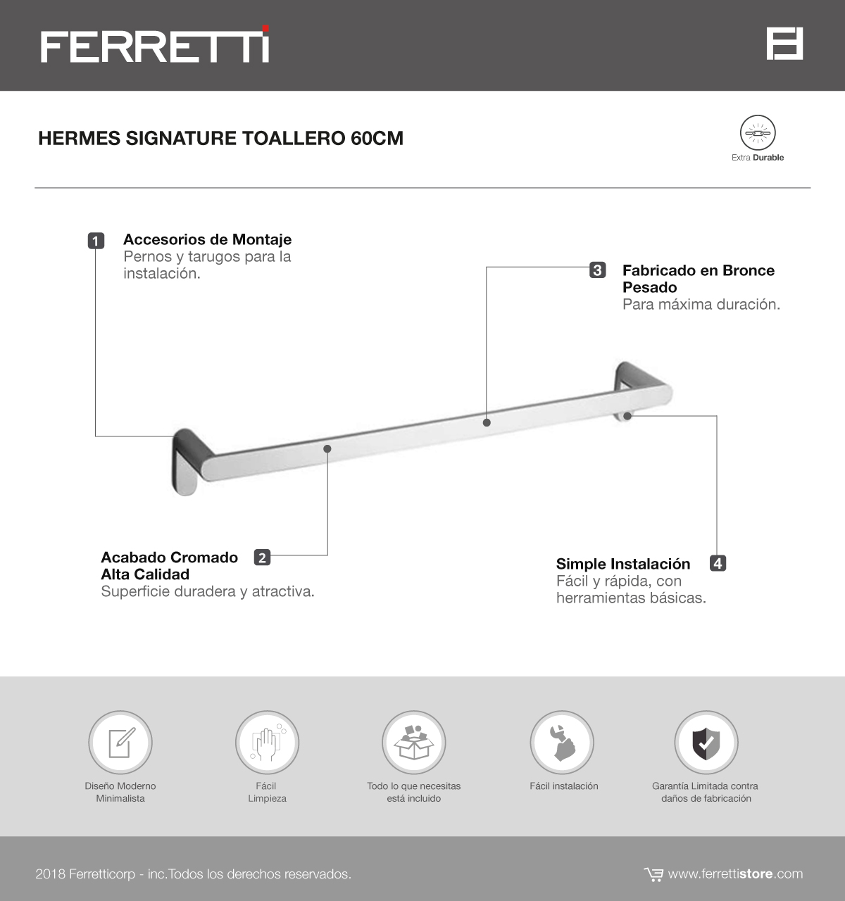 Toallero Simple Hermes Signature de 60cm