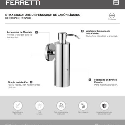 Dispensador de Jabón Líquido Stixx Cromado Signature
