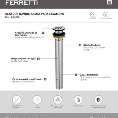 Desagüe Sumidero Max para Lavatorio S/Rebose
