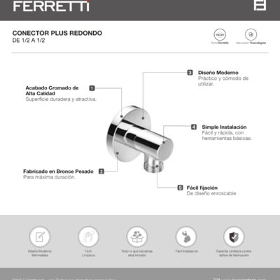 Conector Redondo de 1/2 a 1/2 Plus