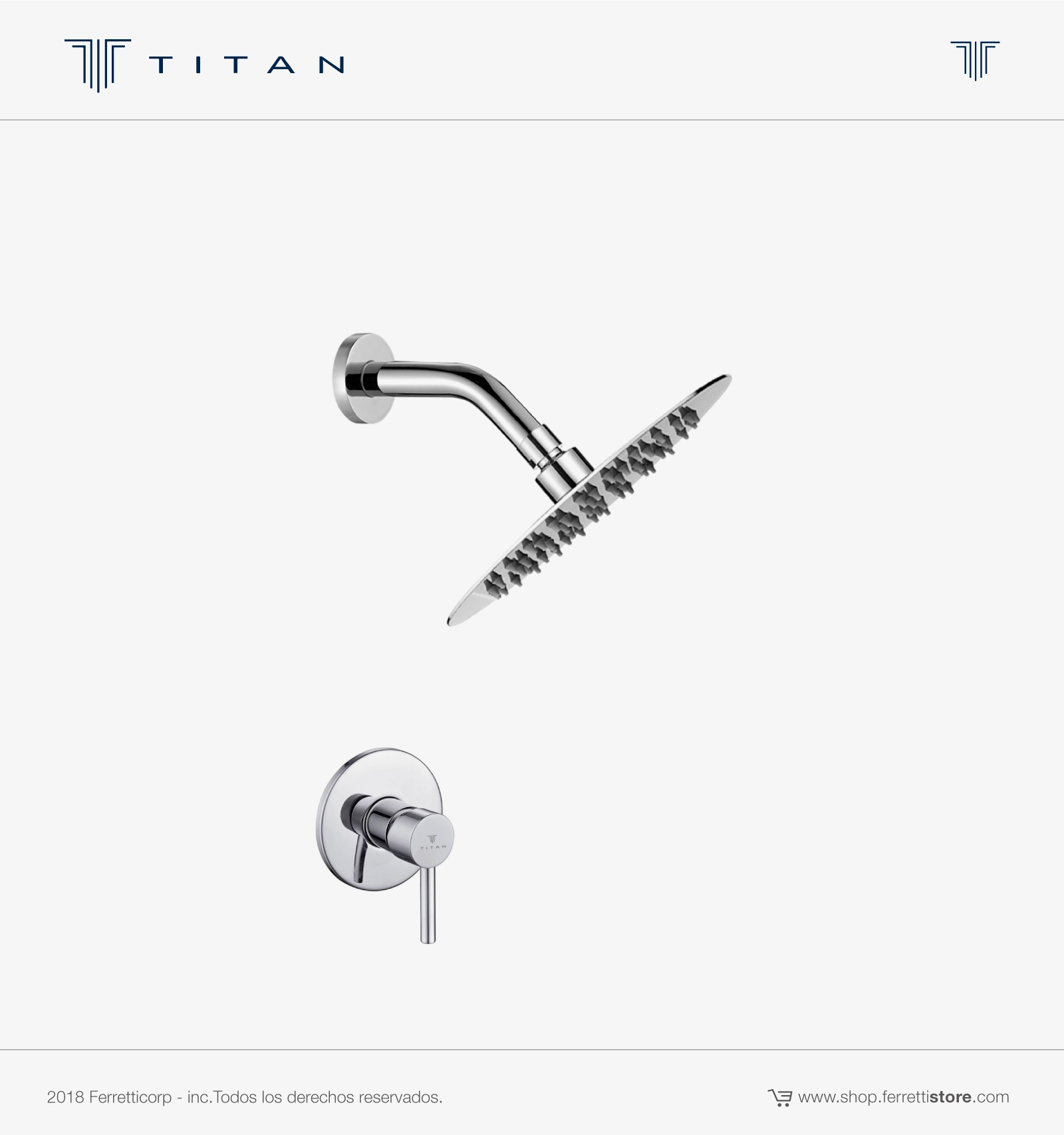 FA7122-1 Urano ducha monocomando titan + salida de ducha slim de 15cm c/ brazo corto - Image 1