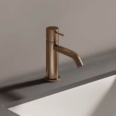 Grifería Holland Max Monocomando Lavatorio Bajo al Mueble Rose Gold Mate Ferretti Plus