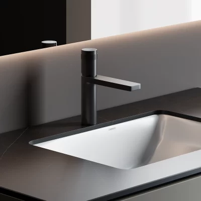 Grifería Eos Lavatorio Bajo Negro al Mueble
