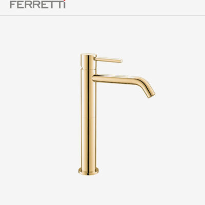 Griferia monocomando redonda dorada holland Alta al mueble Ferretti