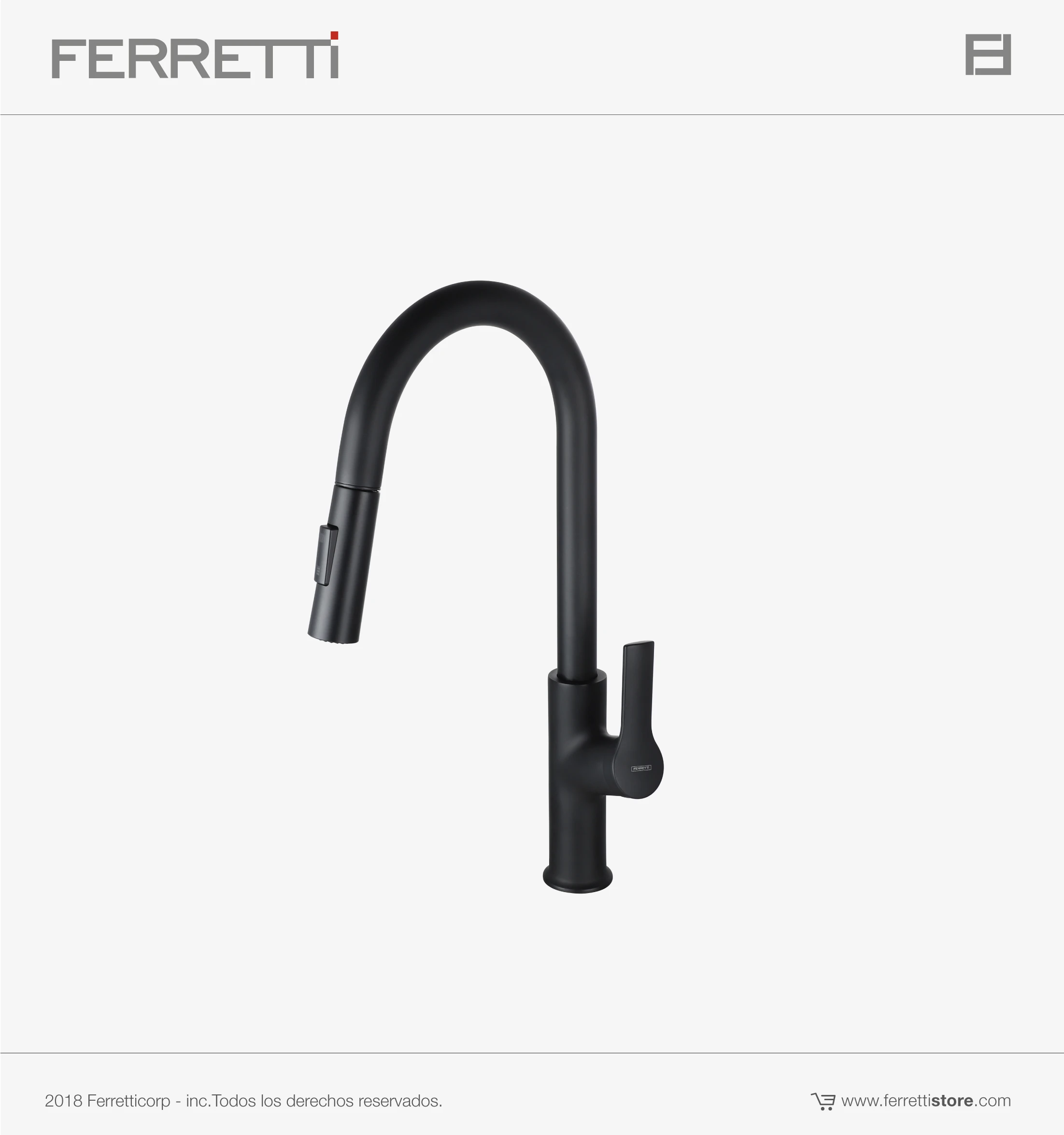 FA8576-0 Nexus doble funcion monocomando negro de cocina Ferretti - Image 1