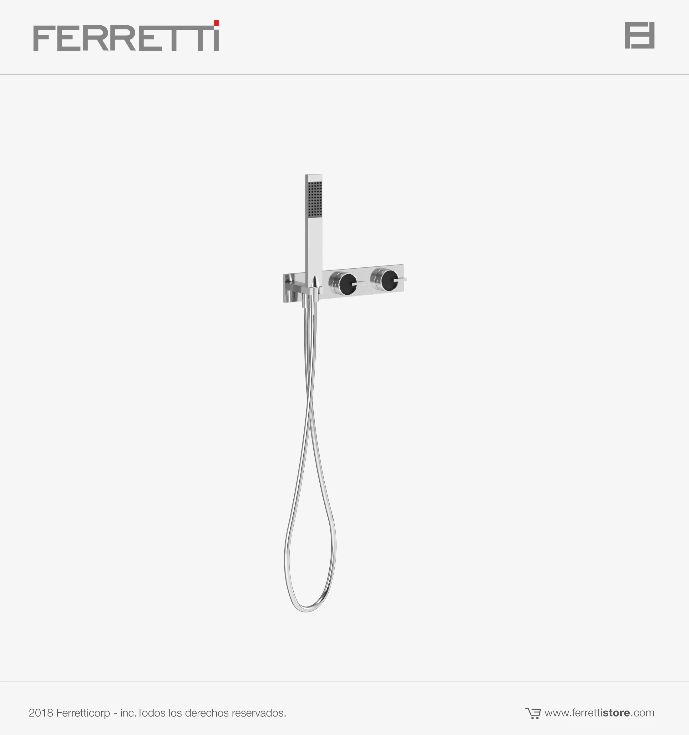 Strattos Ducha Monocomando con Desviador y Ducha de Mano Ferretti