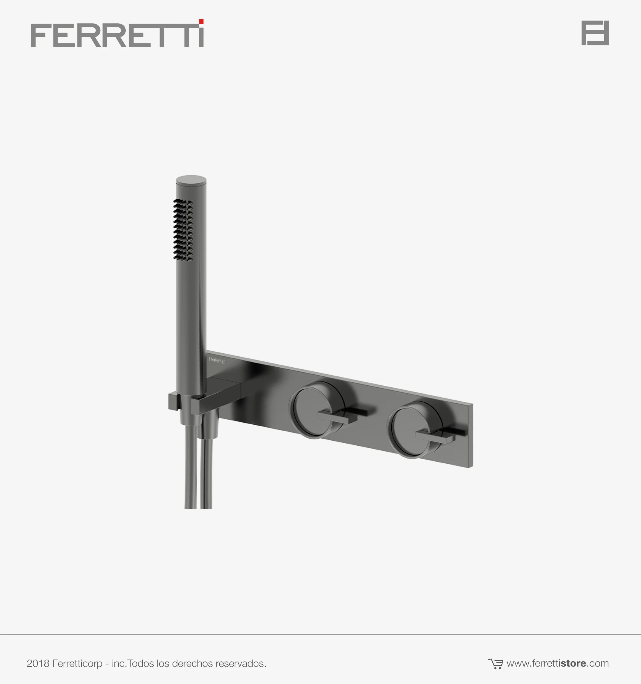 Strattos Ducha Monocomando con desviador y Ducha de mano Titanio Ferretti