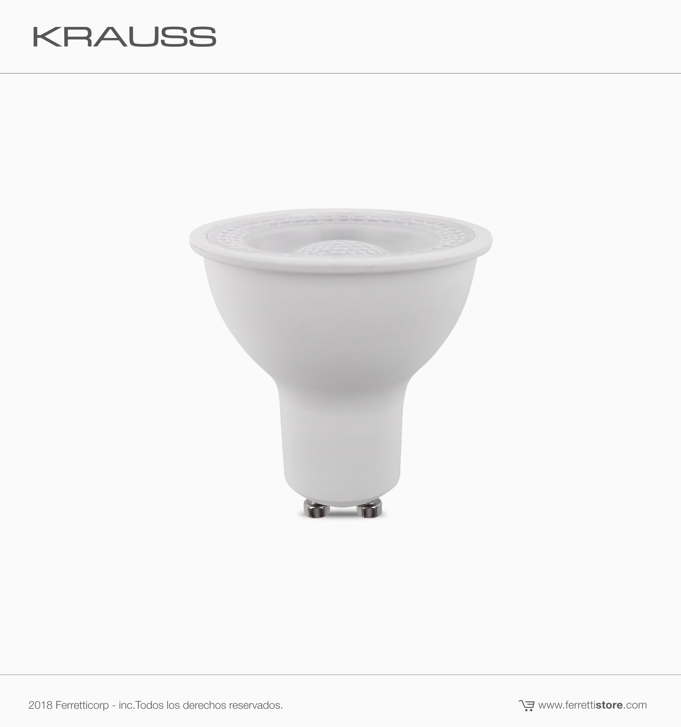 Foco Led Dicroico Gu10 Ø50 x 55mm 7w, 4000k, Dimmable, Ra>80, Krauss