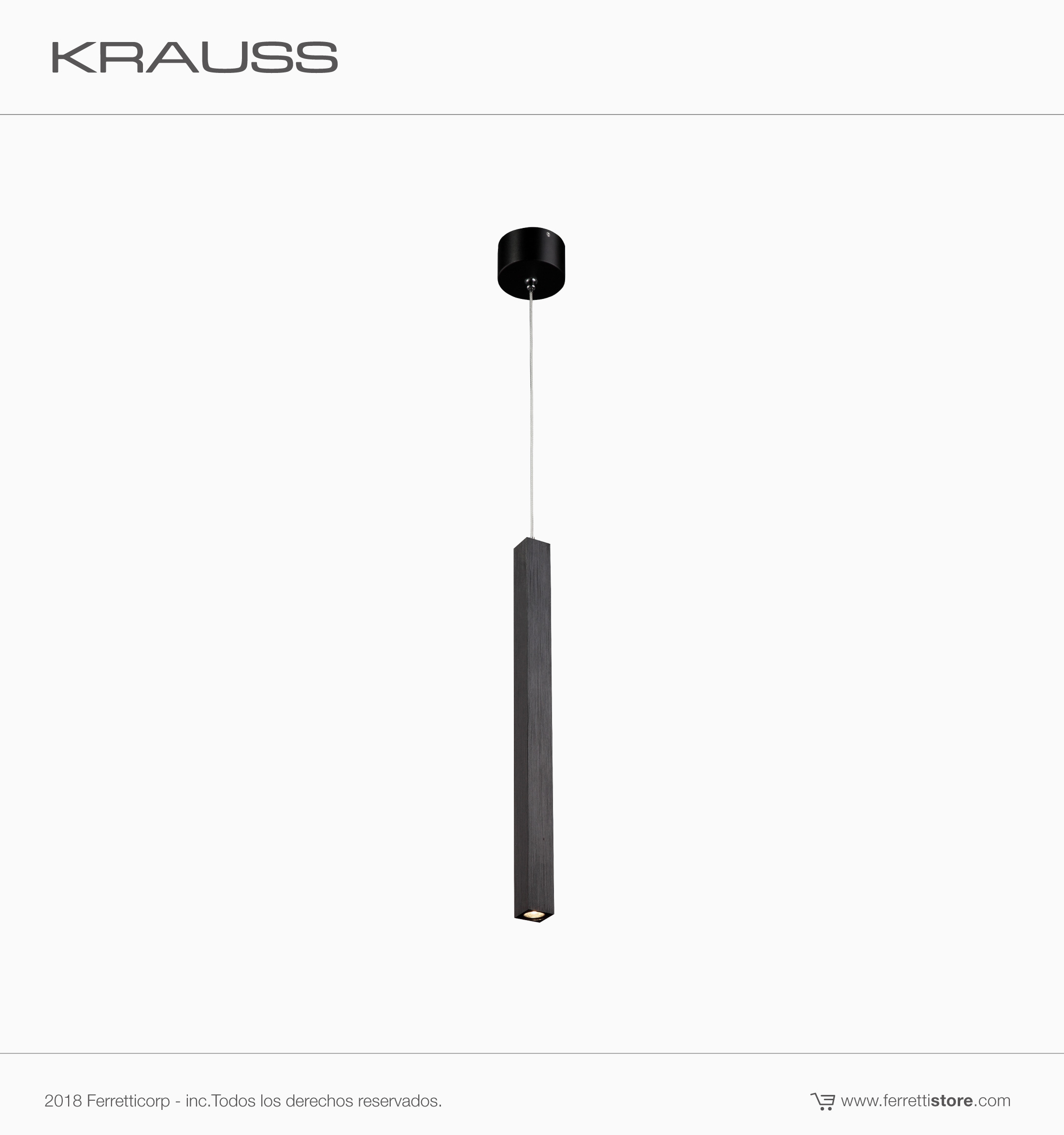 LUCA K410223 Luca Lámpara Colgante de Punto Cuadrada Negro 25x25mm*350mm 1m Cable, 3000K, 3W, RA>80, Krauss - Image 1