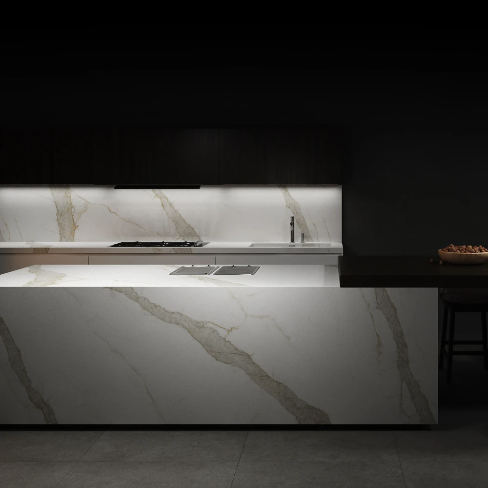 Piedra Sinterizada Blanc Calacatta Gold